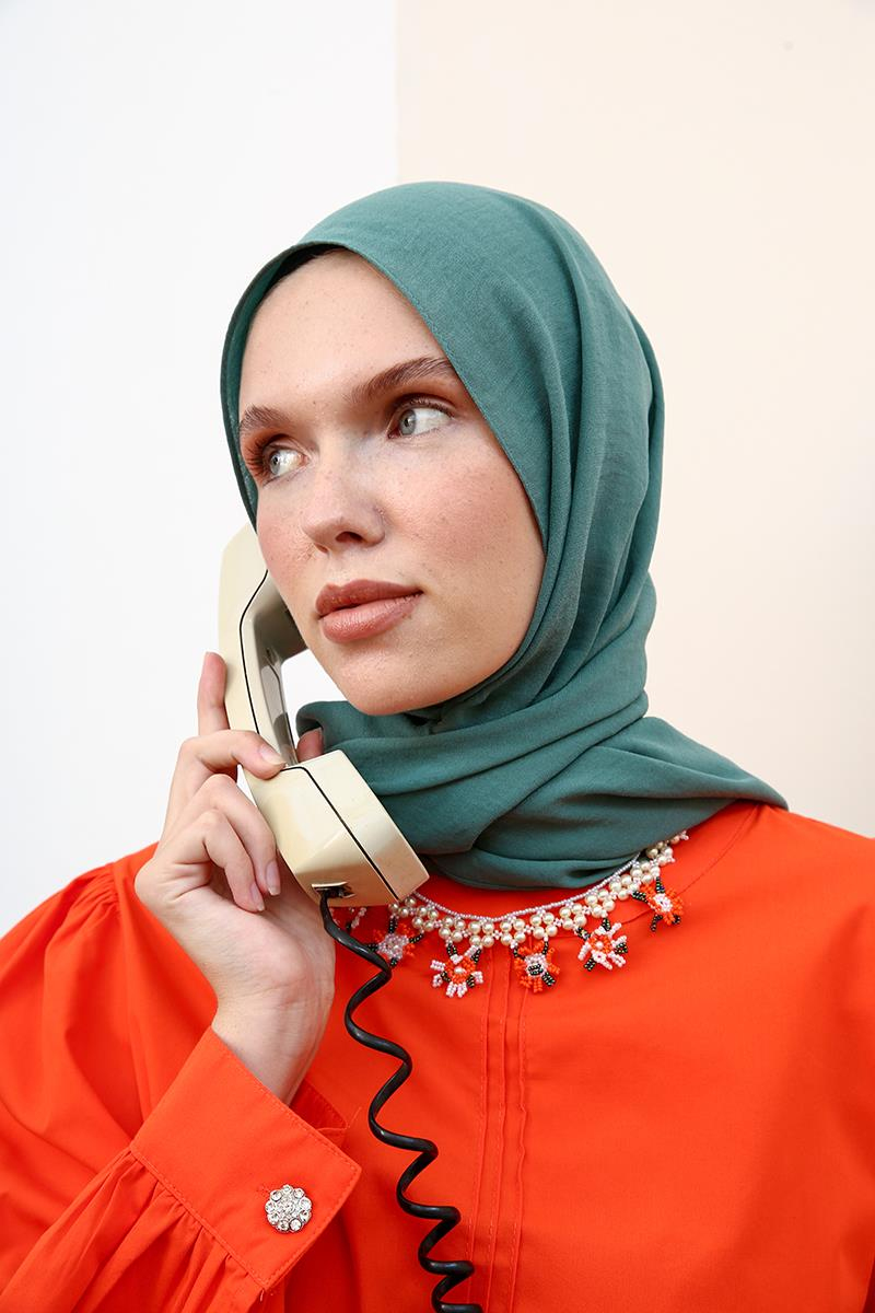 Dark Orange-Ribbed Collarless Cotton Tunic