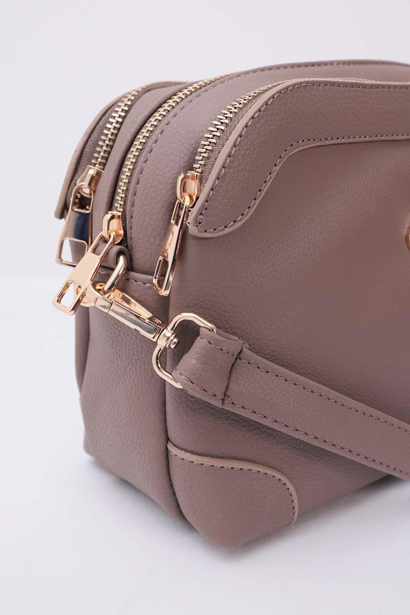 Dark Mink-Multi-Compartment Crossbody Bag