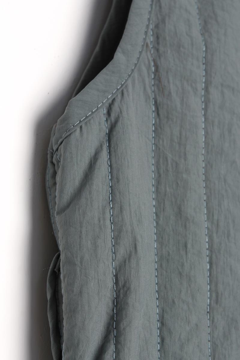 Küf Yeşili-Oversize Çıtçıtlı Dikey Çizgi Uzun Kapitone Yelek
