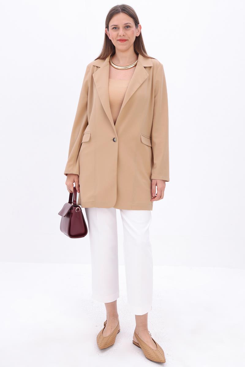 Kum-Tek Düğmeli Blazer Ceket