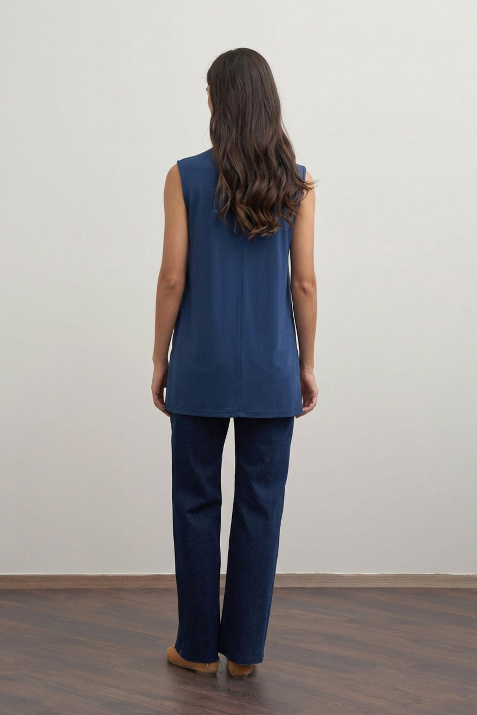 Navy-Basic Sleeveless Underdress Tunic