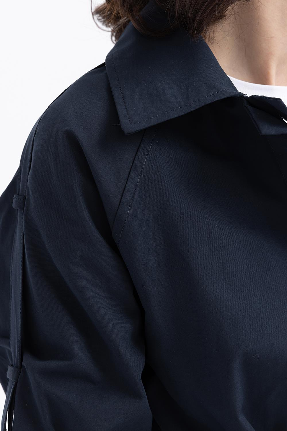 Lacivert-Cepli Apoletli Trençkot