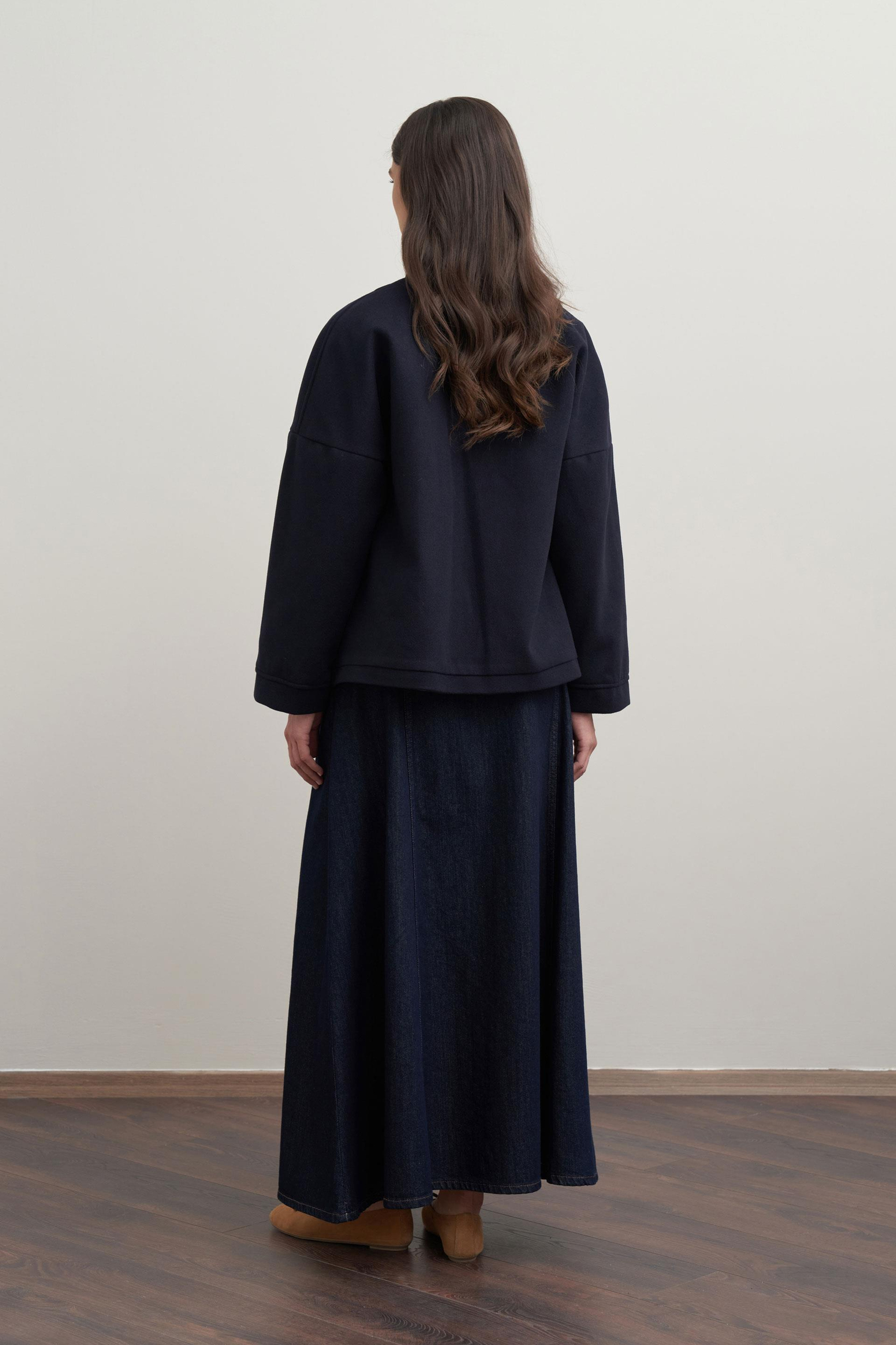 Lacivert-Cepli Kısa Kaşe Ceket