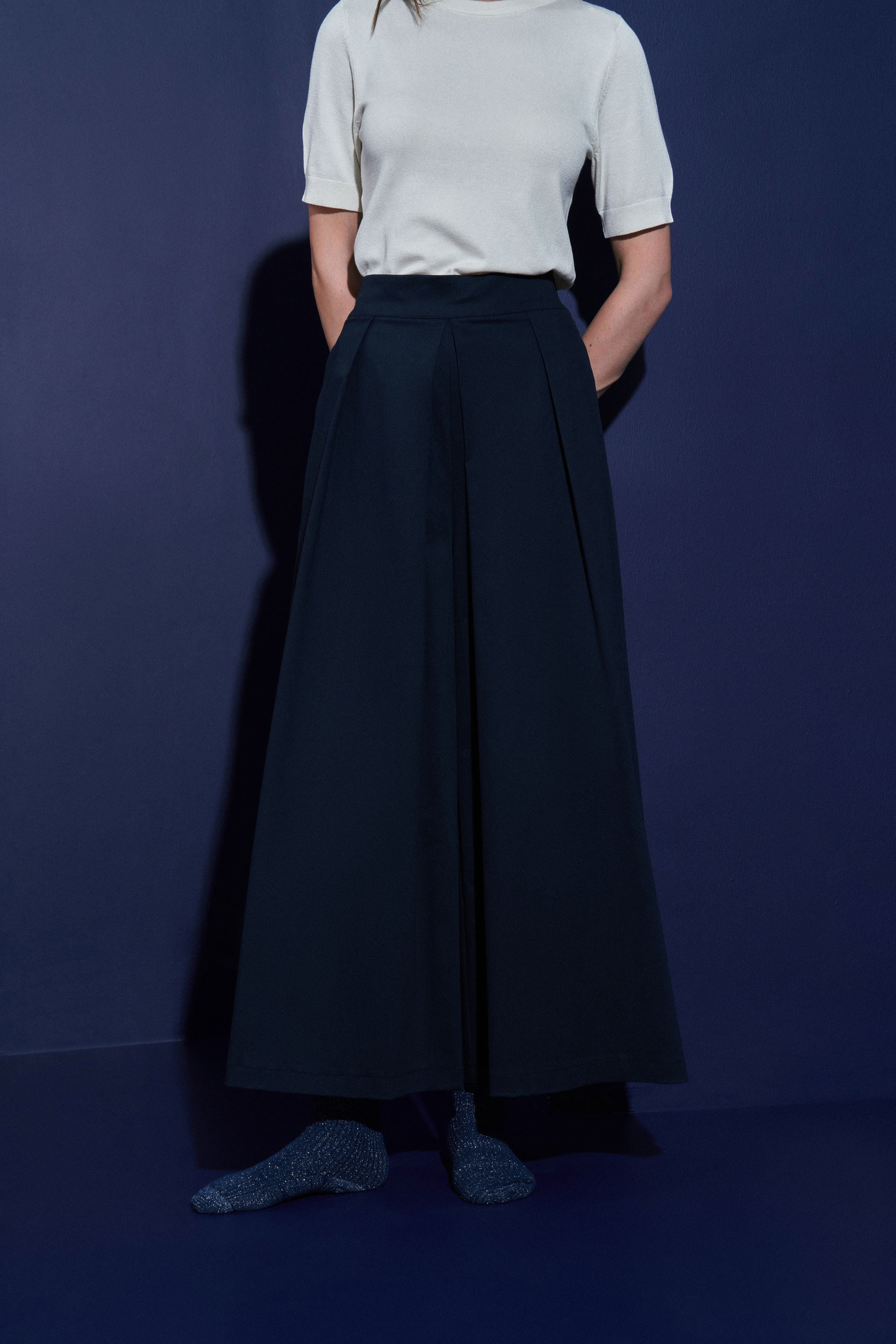 Lacivert-Çift Pile Detaylı Gabardin Pantolon