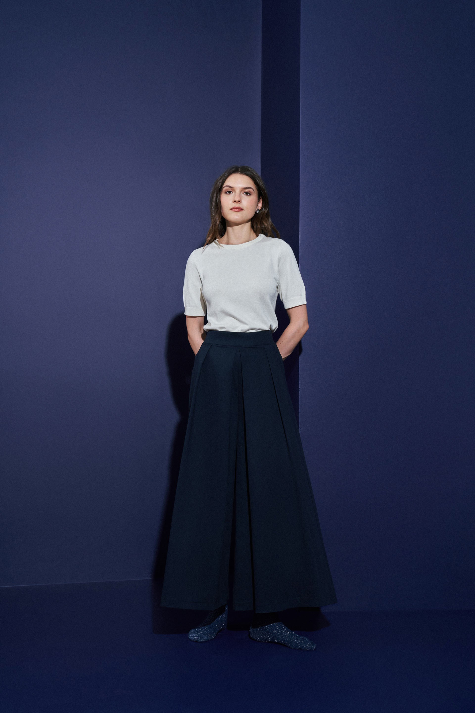 Lacivert-Çift Pile Detaylı Gabardin Pantolon