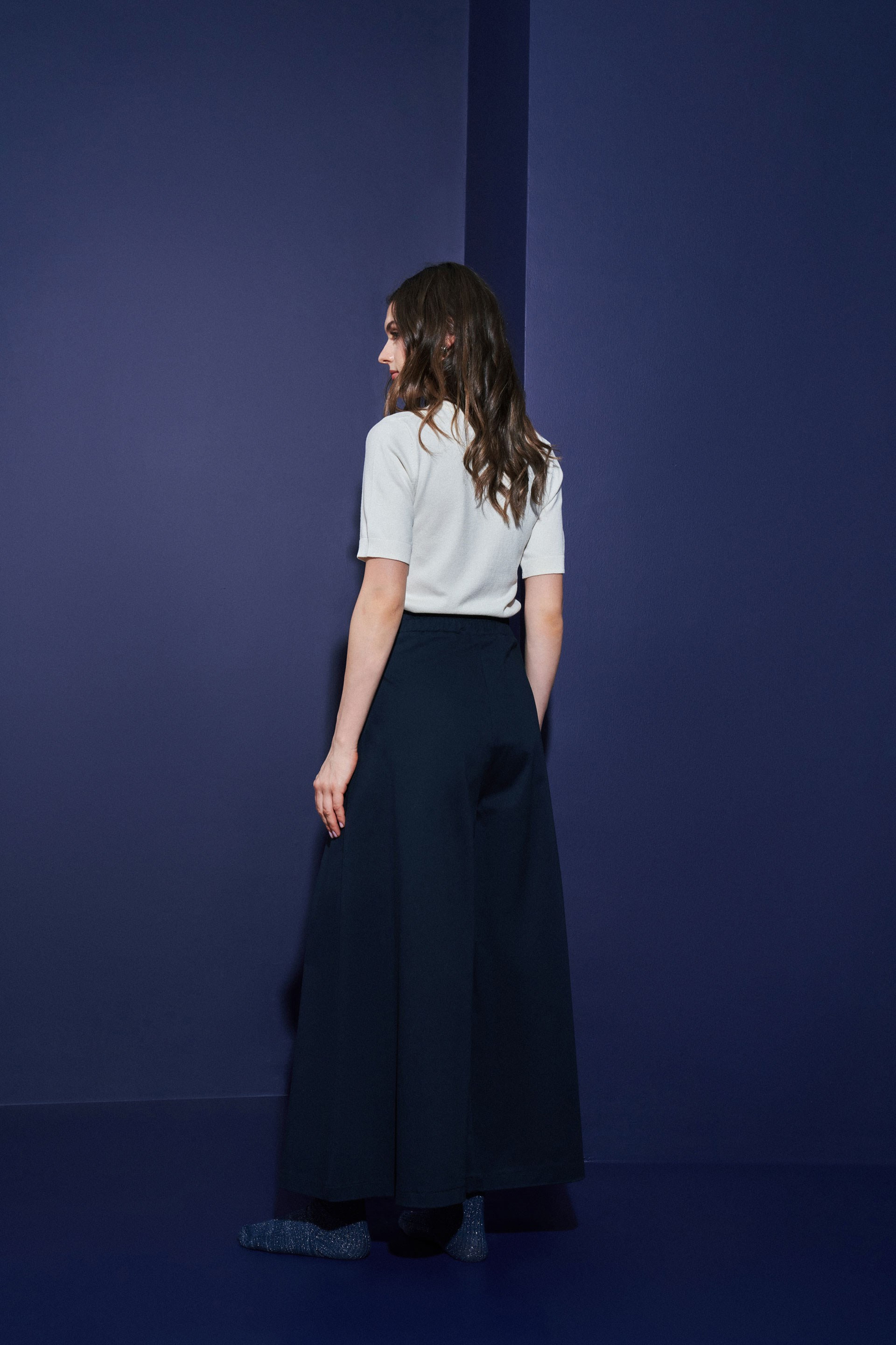 Lacivert-Çift Pile Detaylı Gabardin Pantolon