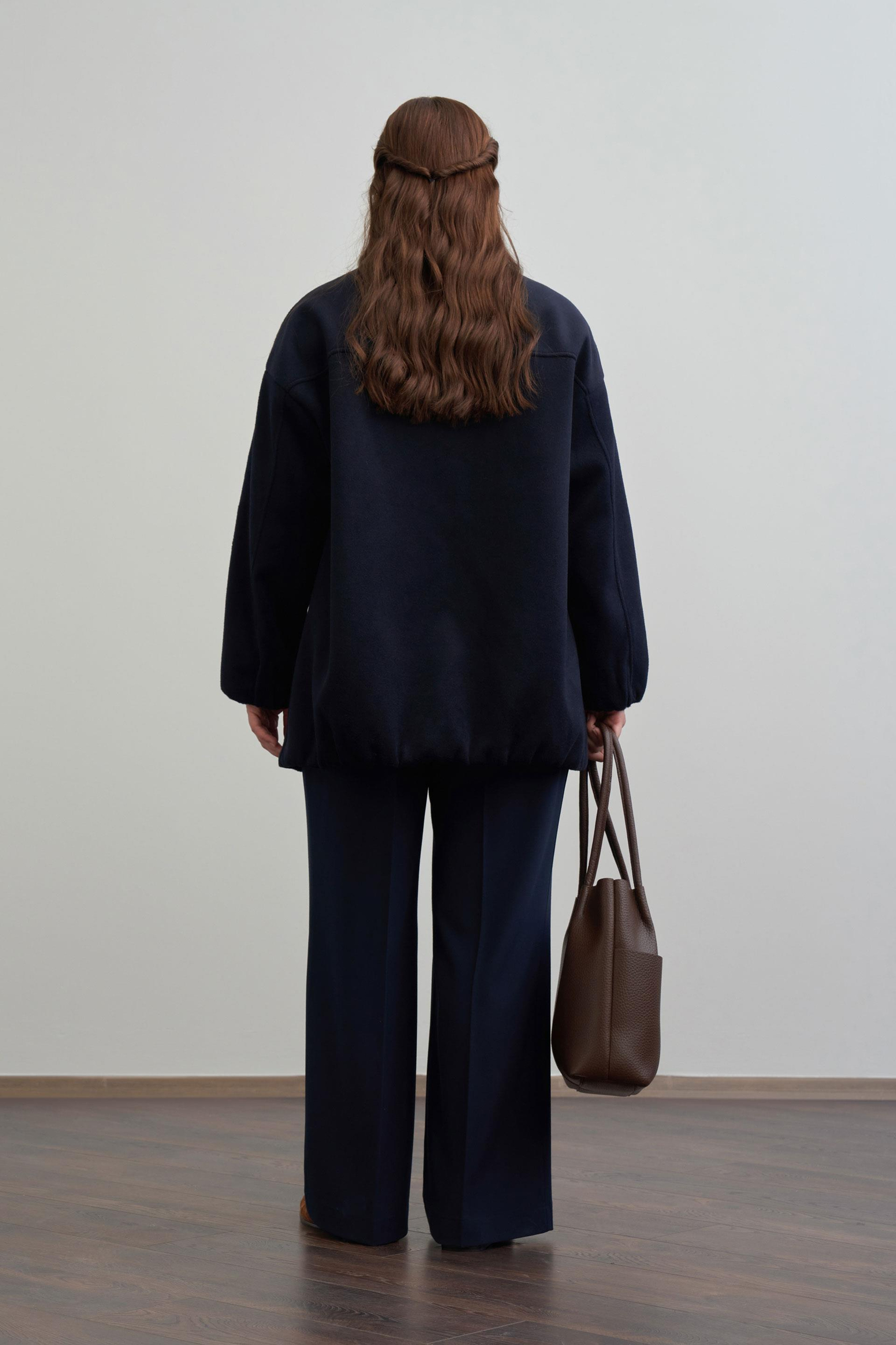 Lacivert-Hakim Yakalı Kaşe Kaban