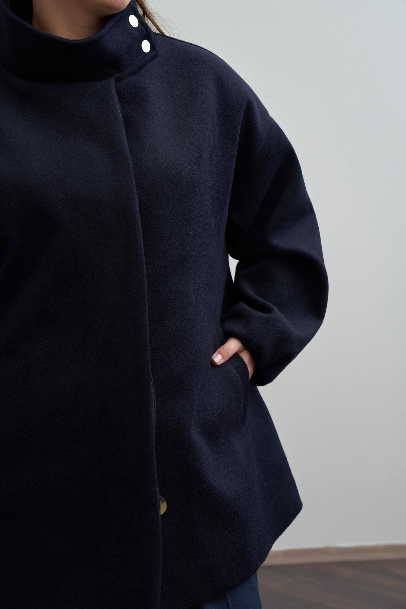 Lacivert-Hakim Yakalı Kaşe Kaban