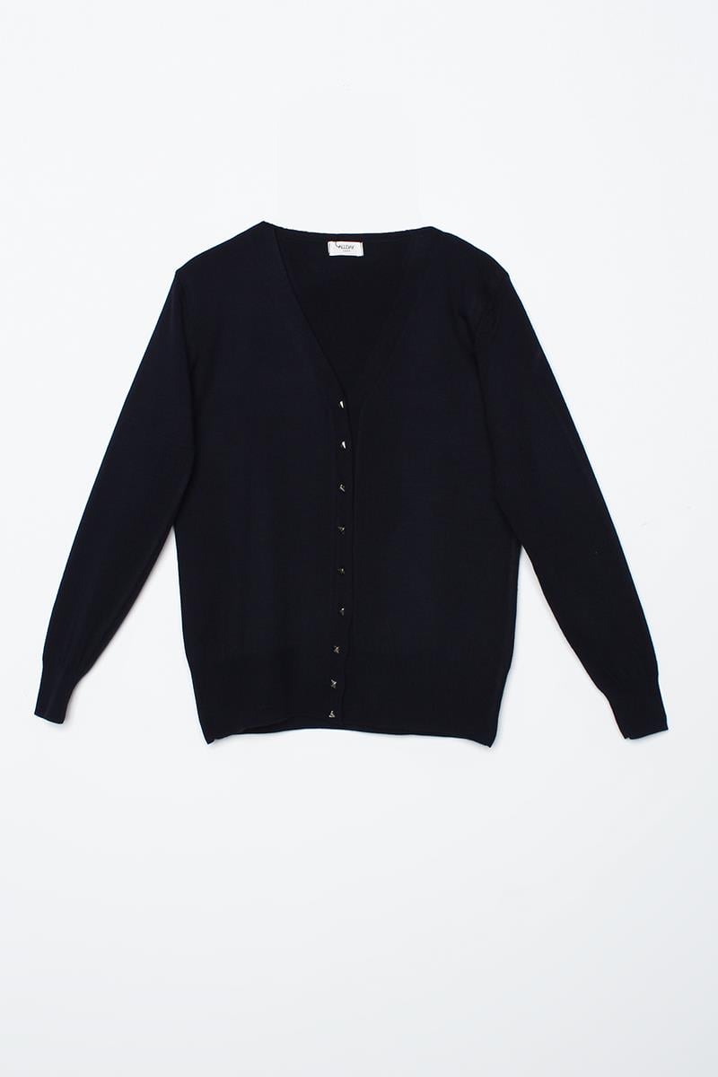 Cardigan en tricot bleu marine-court