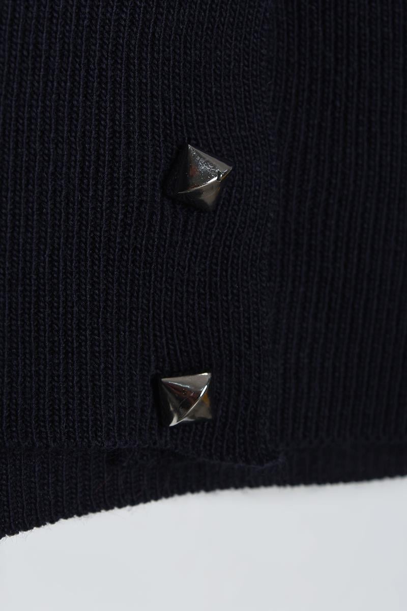 Cardigan en tricot bleu marine-court