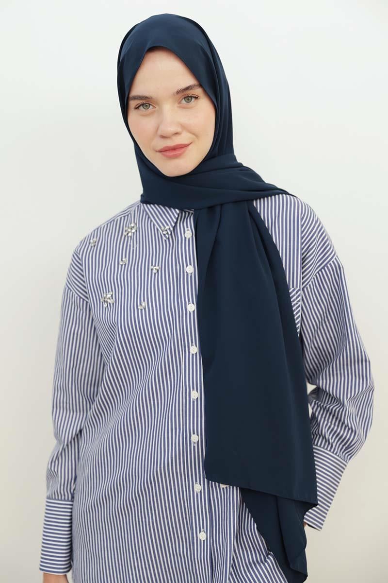 Navy Blue-Medina Silk Shawl