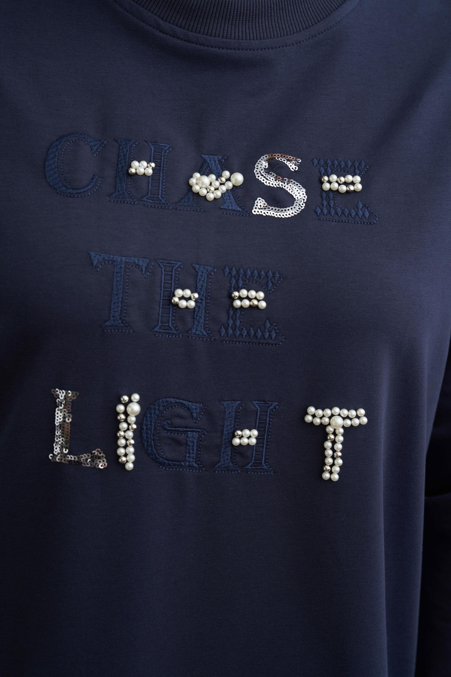 Lacivert-Nakışlı Pamuklu Tunik