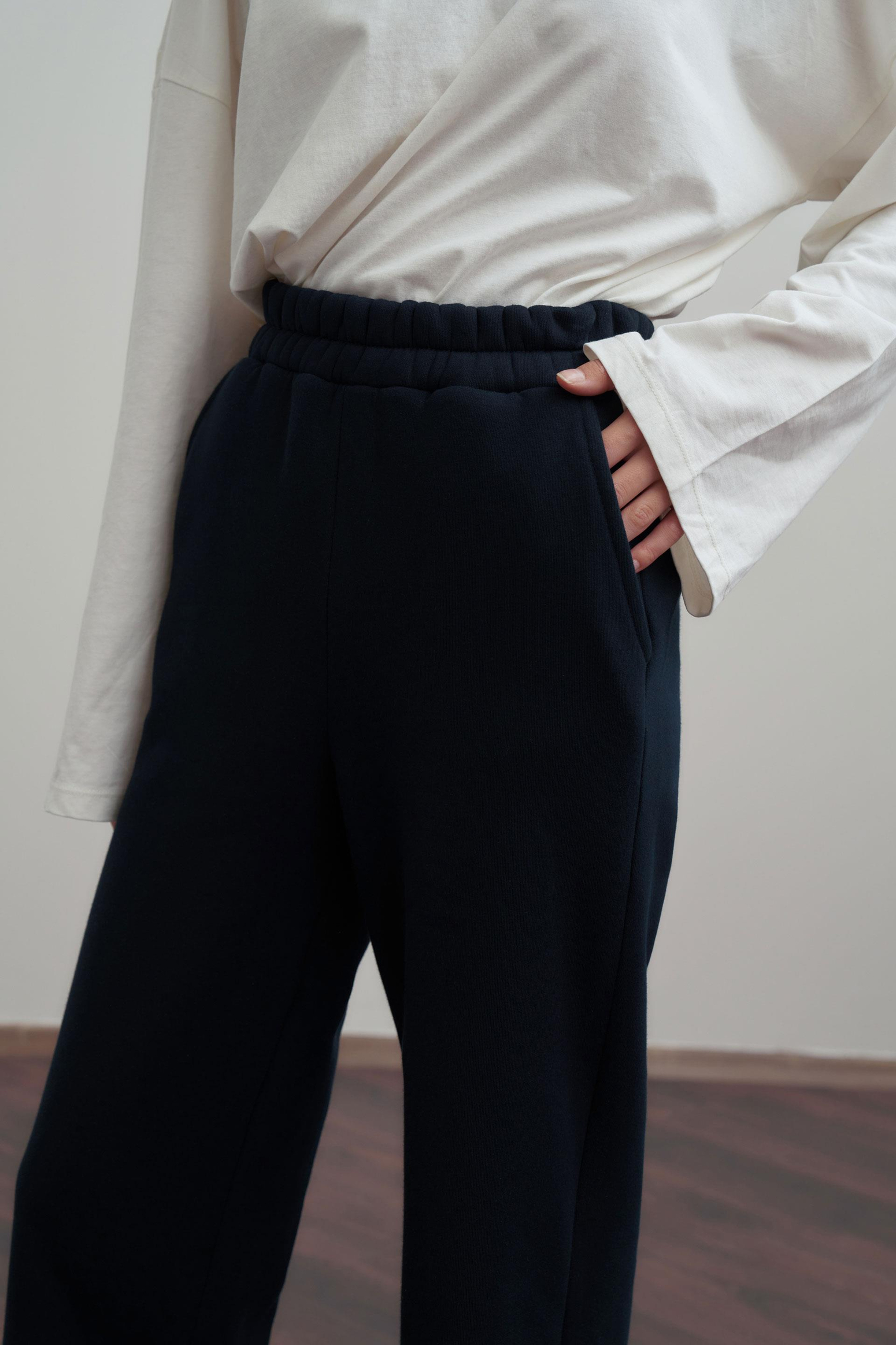 Lacivert-Pamuklu Geniş Paça Eşofman Altı