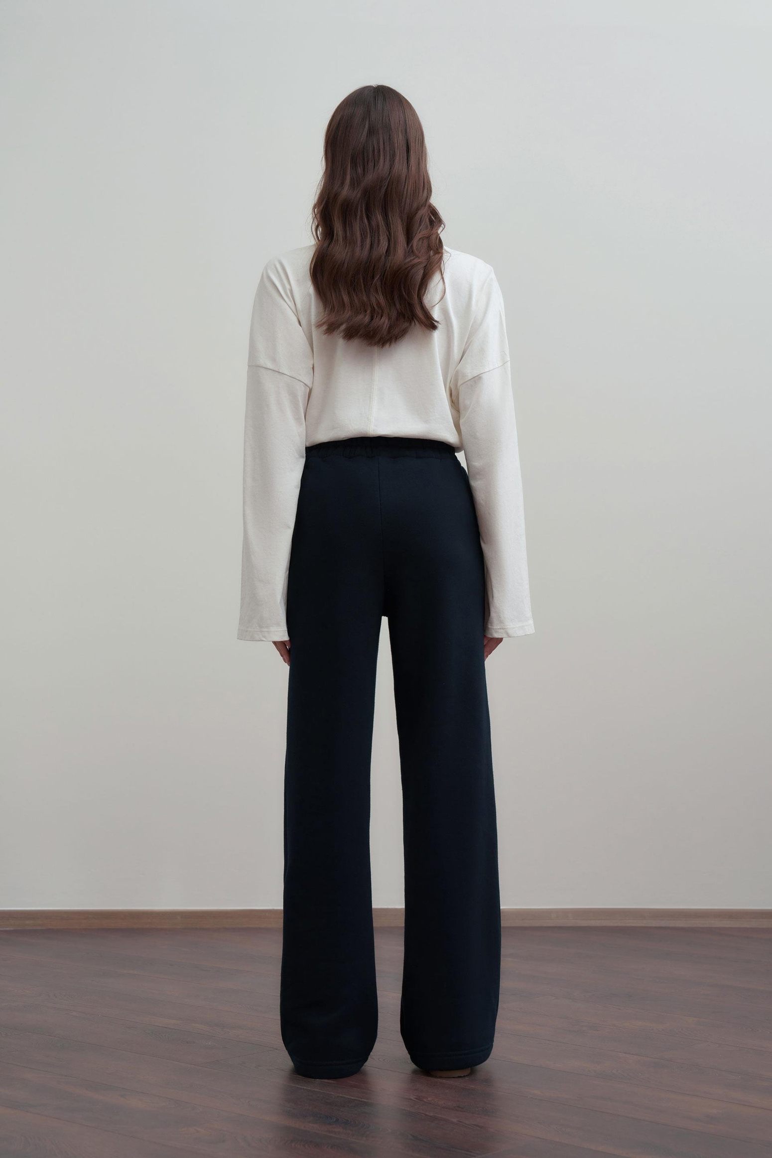 Lacivert-Pamuklu Geniş Paça Eşofman Altı