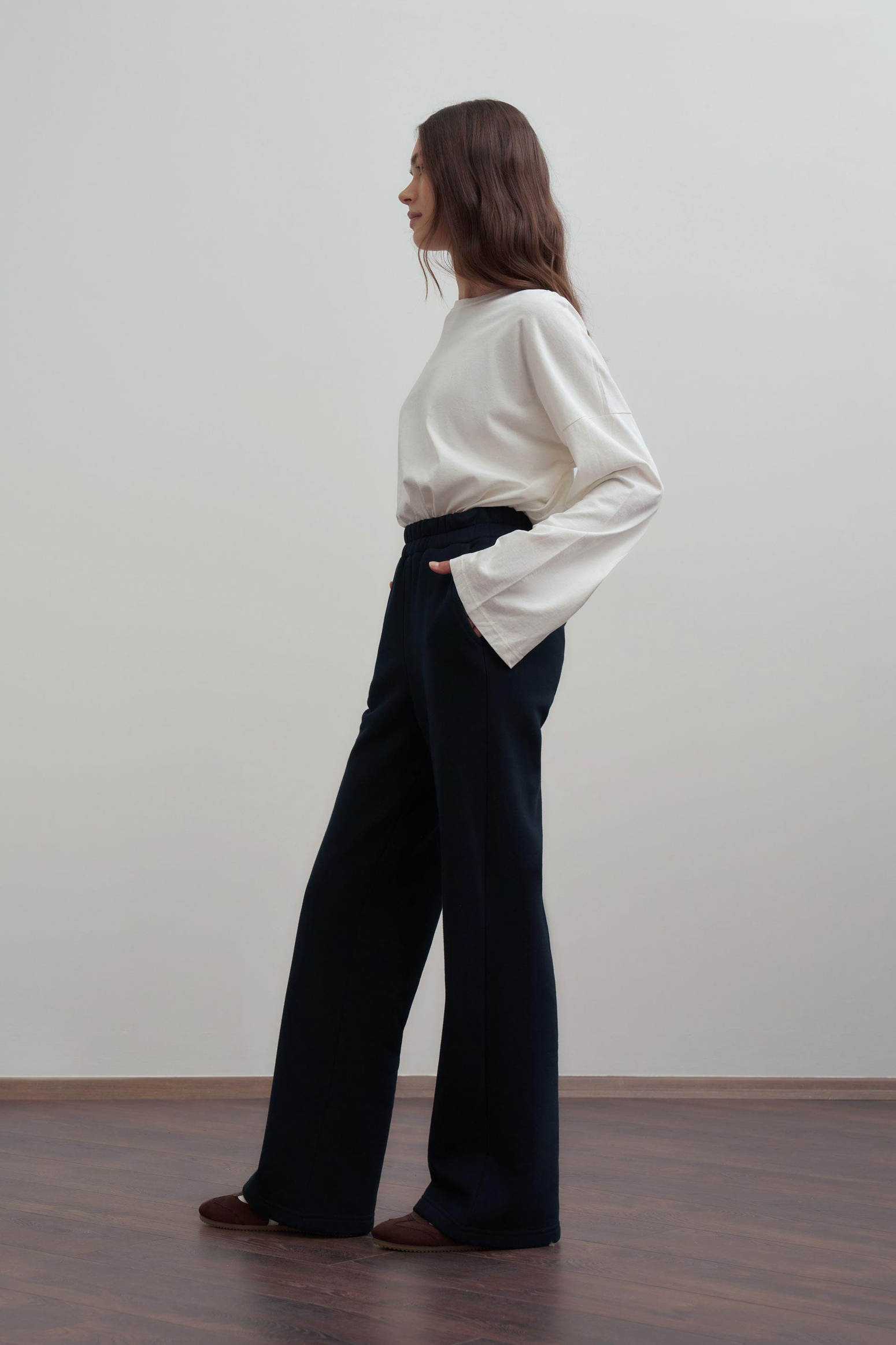 Lacivert-Pamuklu Geniş Paça Eşofman Altı