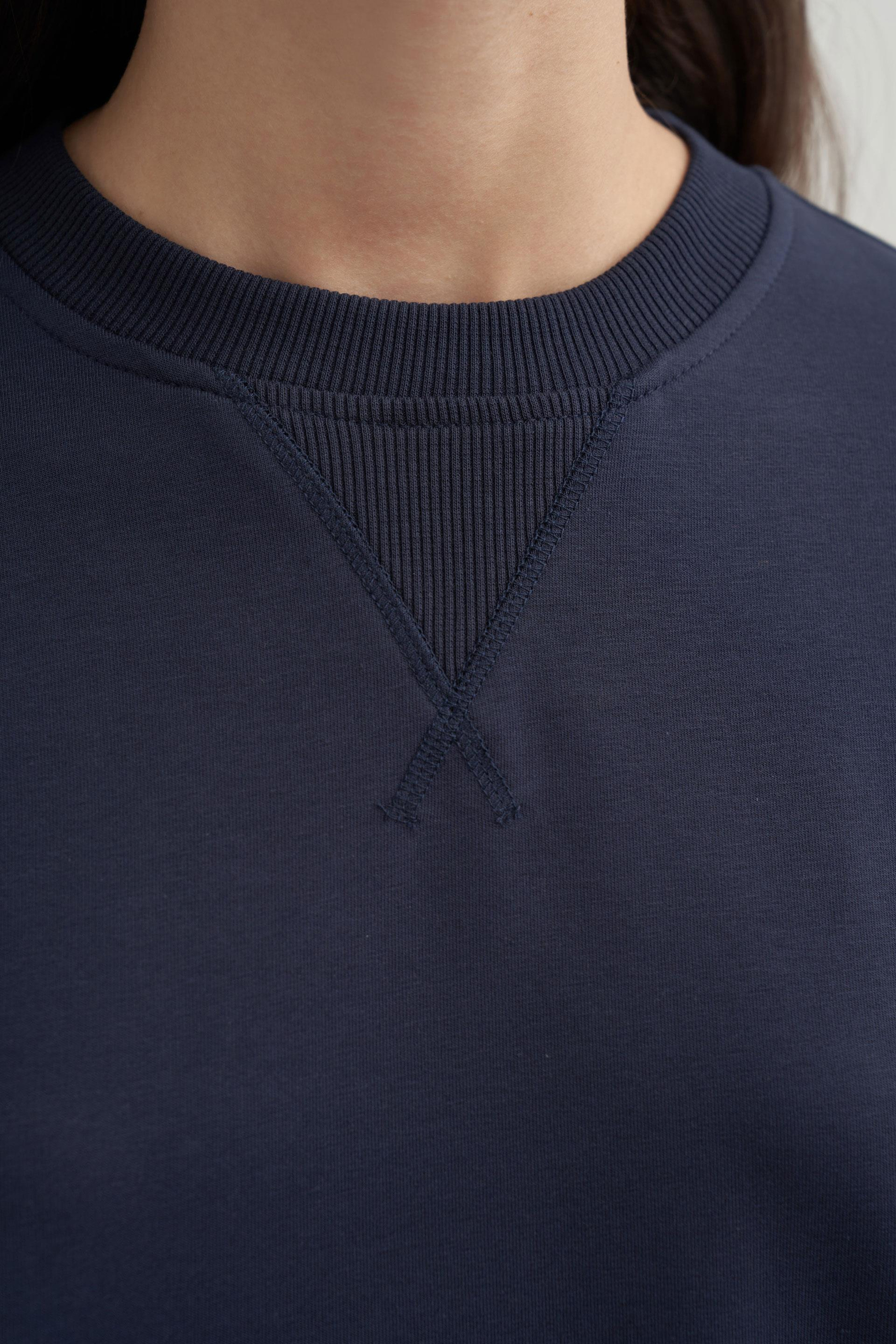 Lacivert-Pamuklu Kaşkorse Detaylı Sweatshirt
