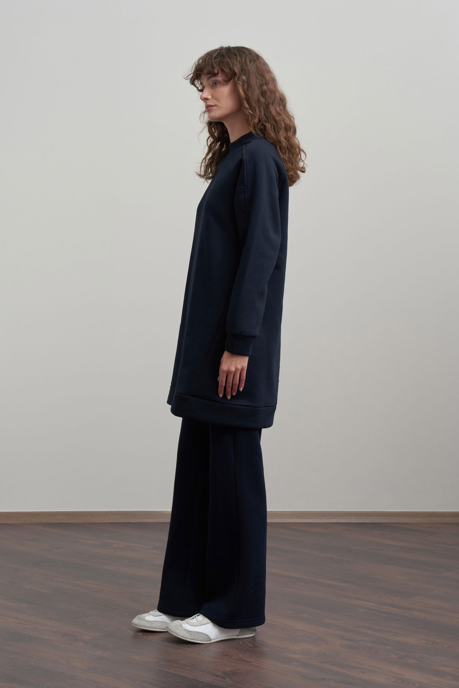 Lacivert-Pamuklu Uzun Kollu Sweatshirt