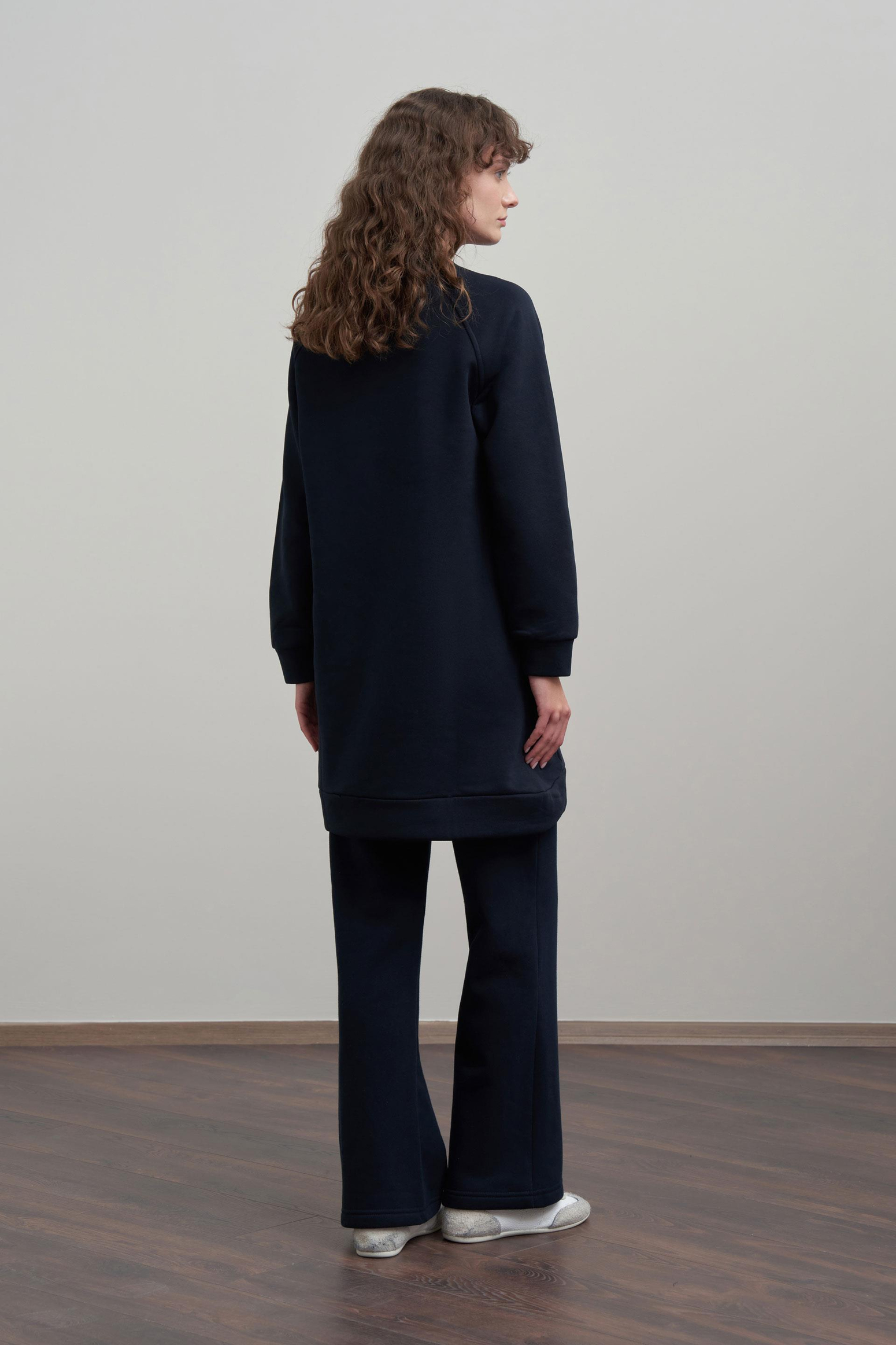 Lacivert-Pamuklu Uzun Kollu Sweatshirt