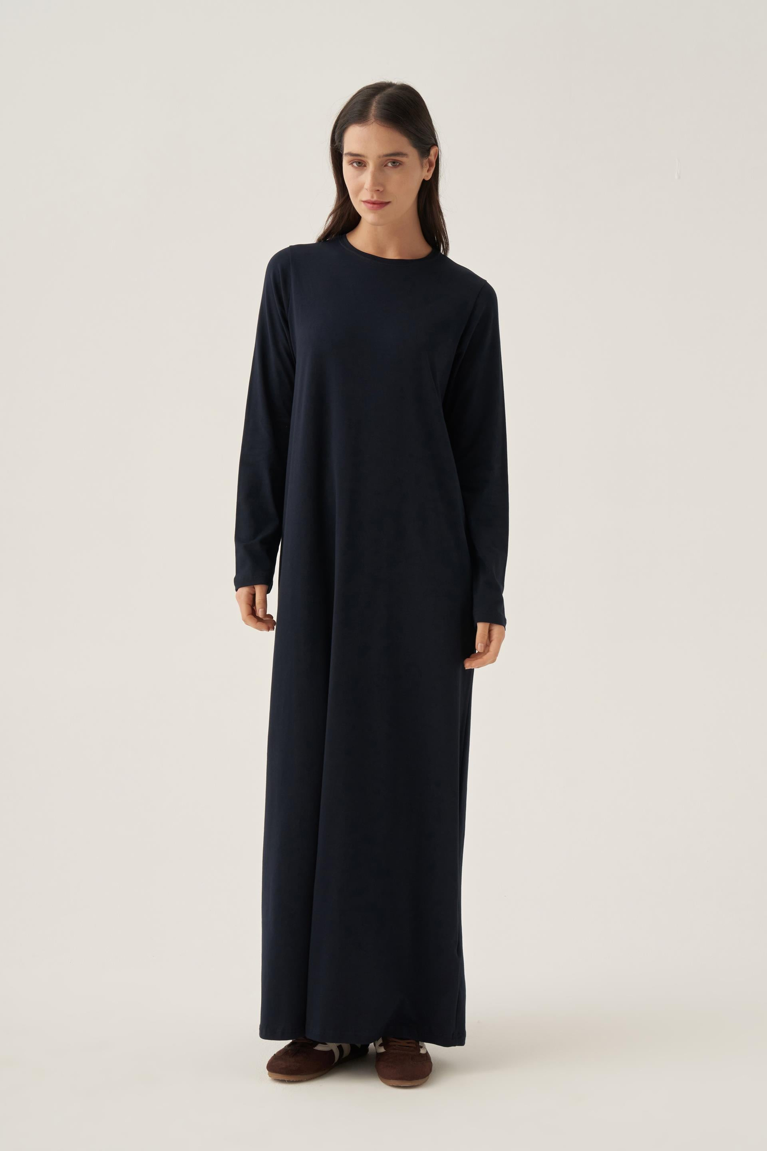 Navy Blue-Long Sleeve Underwear Dress