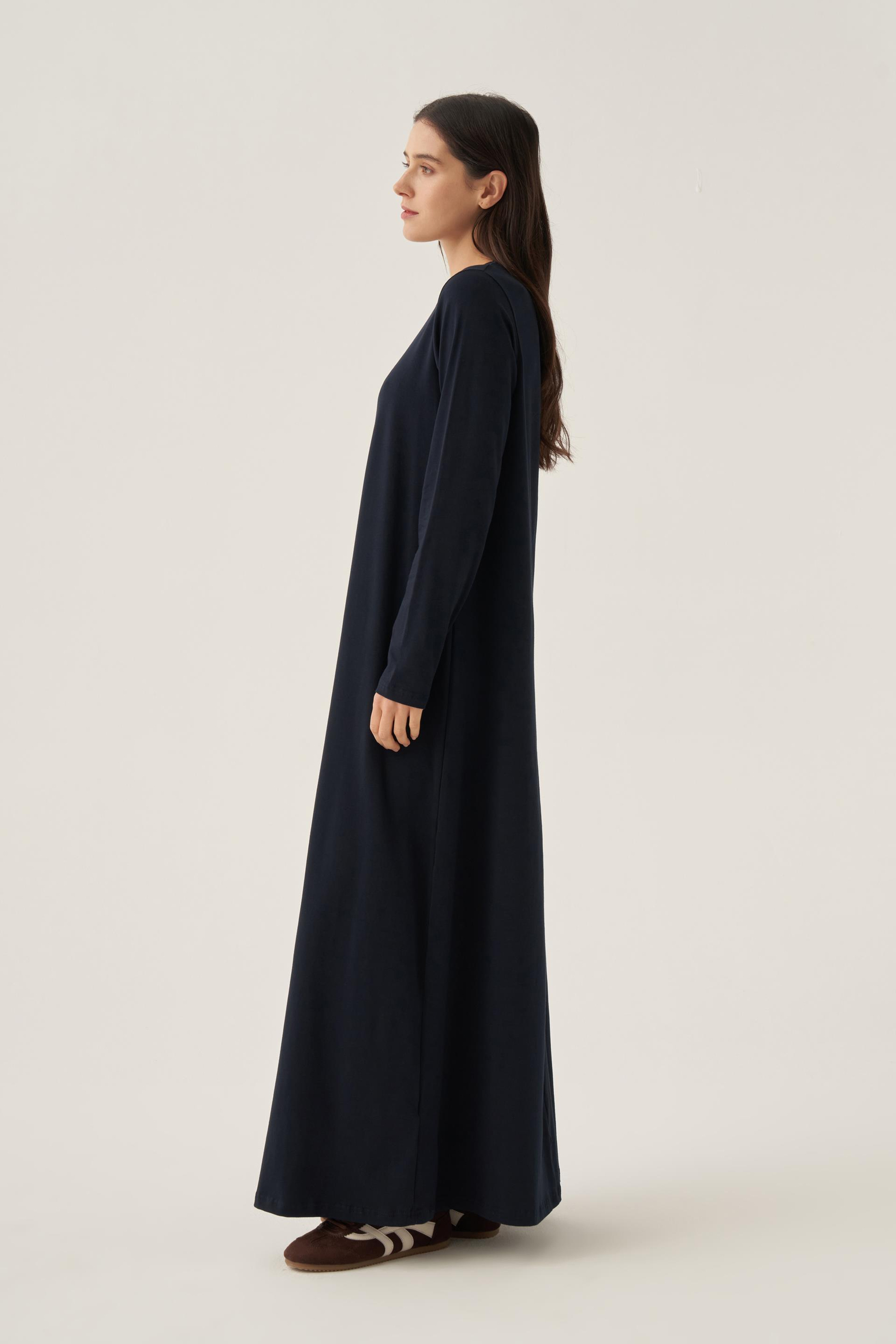 Navy Blue-Long Sleeve Underwear Dress