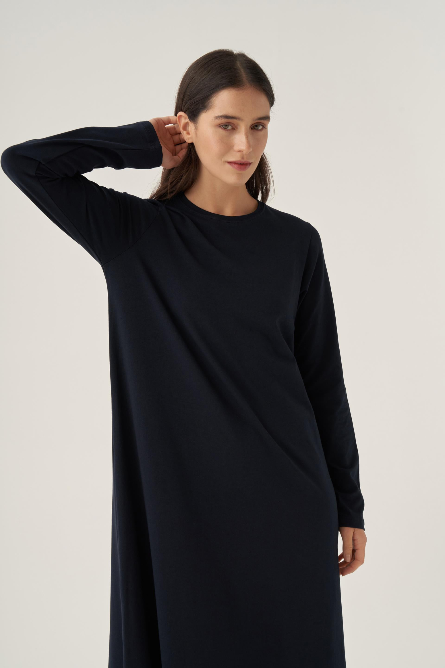 Navy Blue-Long Sleeve Underwear Dress