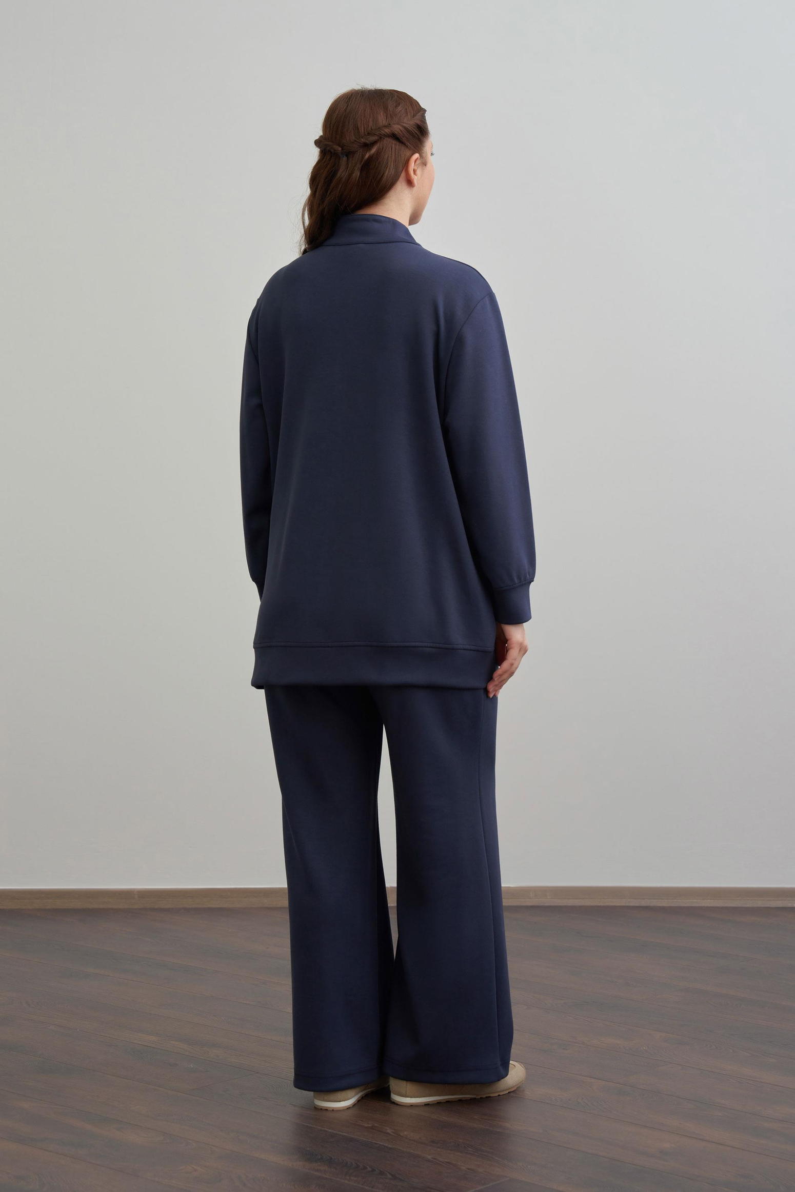 Lacivert-Yumuşak Dokulu Büyük Beden Droplu Eşofman Takımı