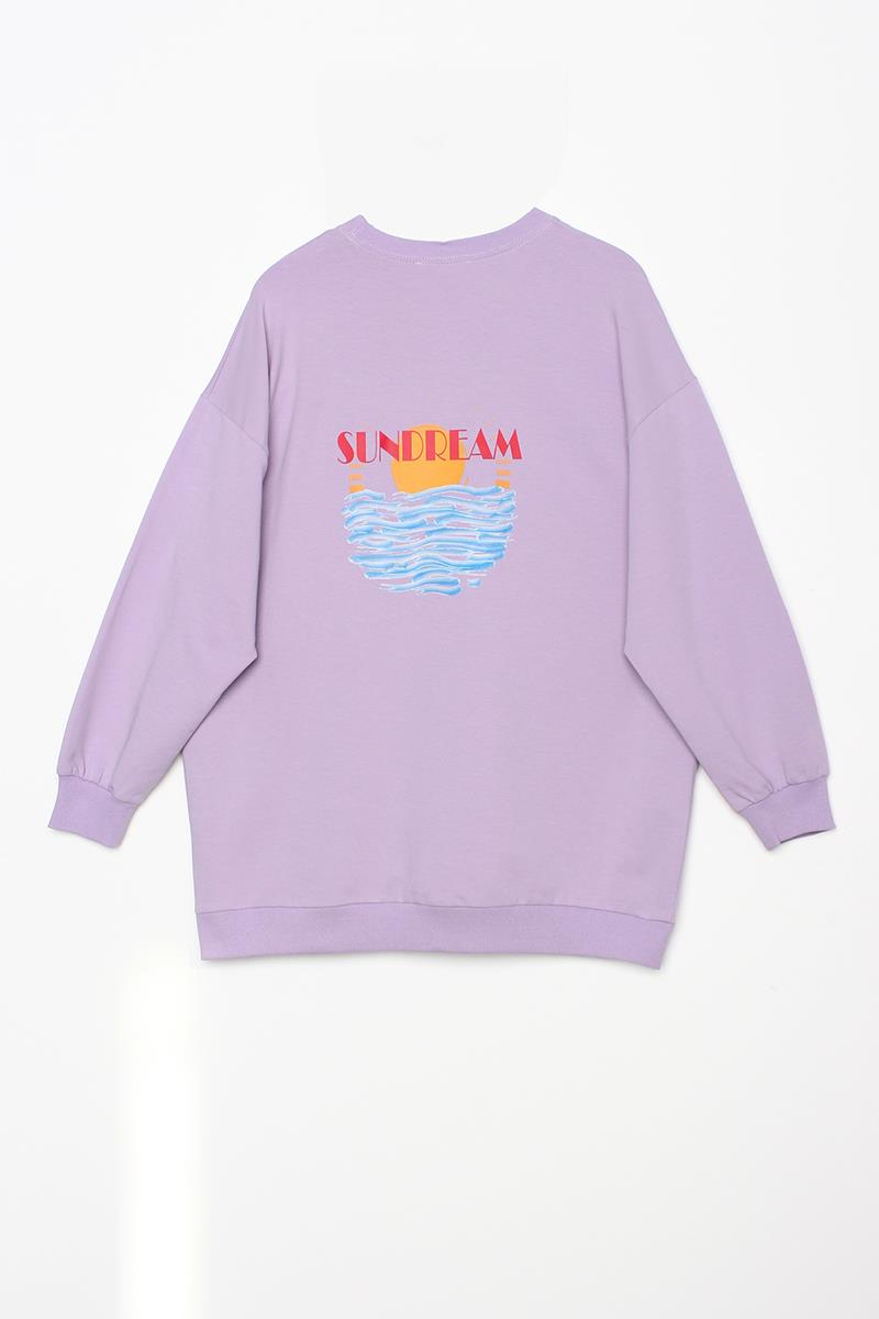 Lila-Pamuklu Sundream Baskılı Sweatshirt