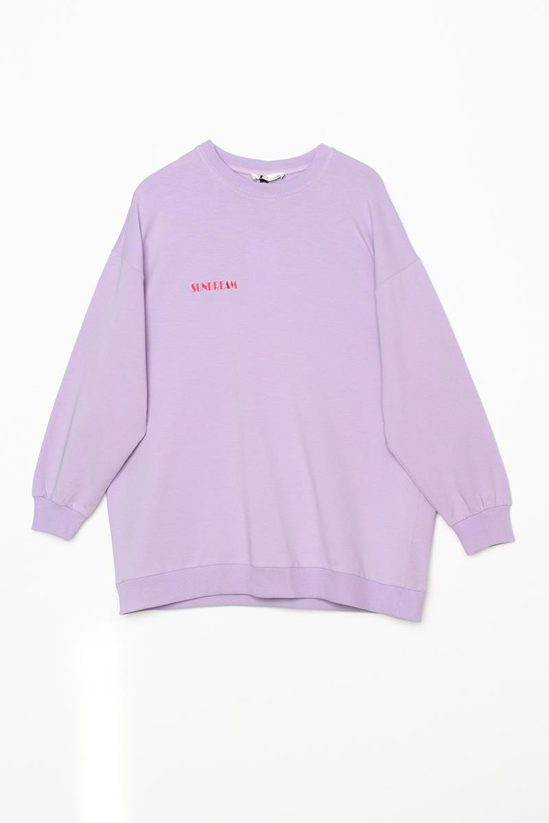Lila-Pamuklu Sundream Baskılı Sweatshirt