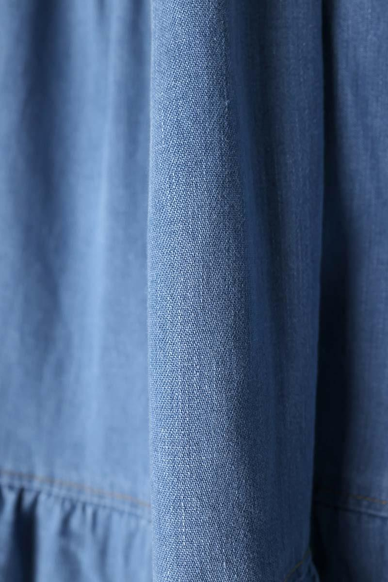 Mavi-%100 Pamuklu Denim Çan Etek