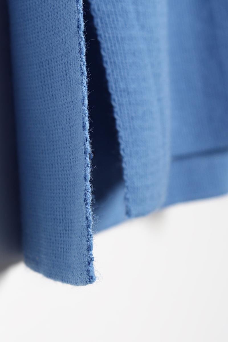 Blue-Pocket Long Knitwear Vest