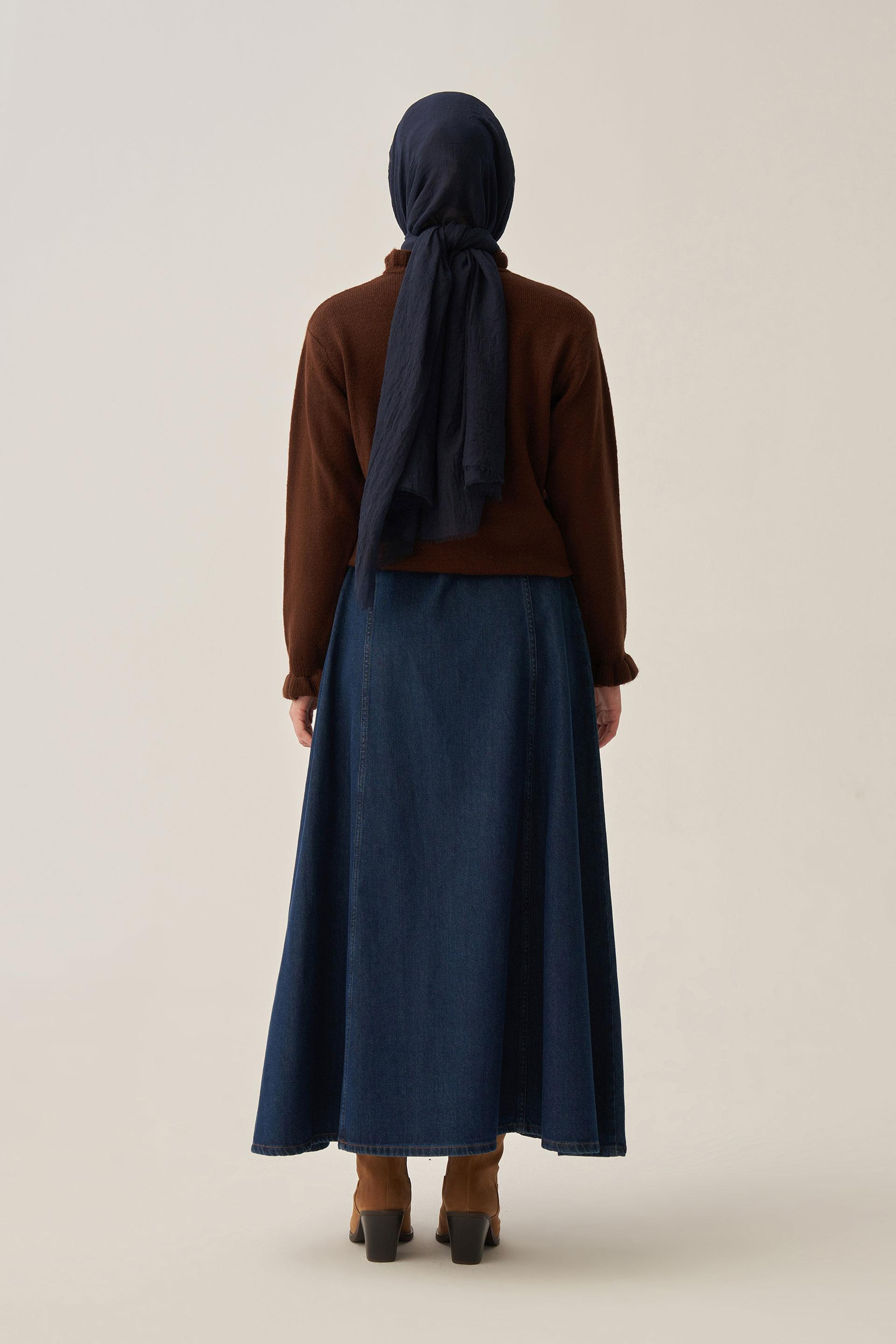 Mavi-Denim Kloş Etek