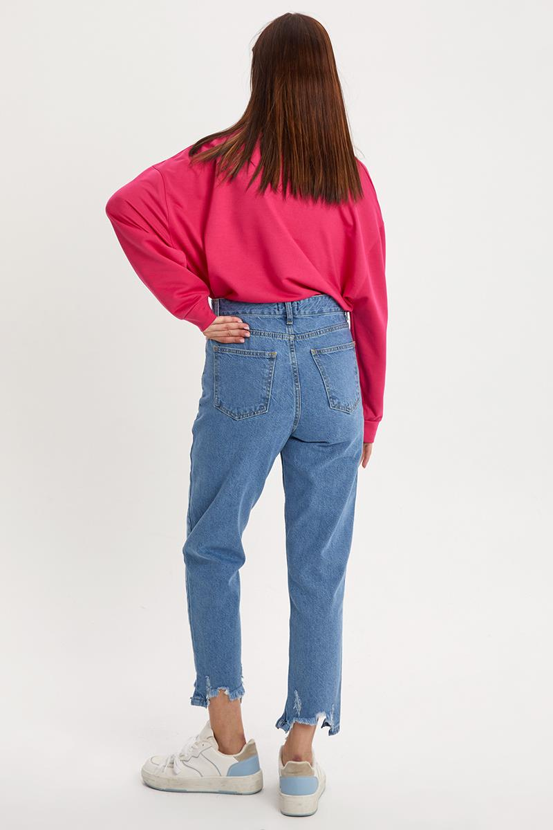 Mavi-Lazer Kesim Denim Pantolon