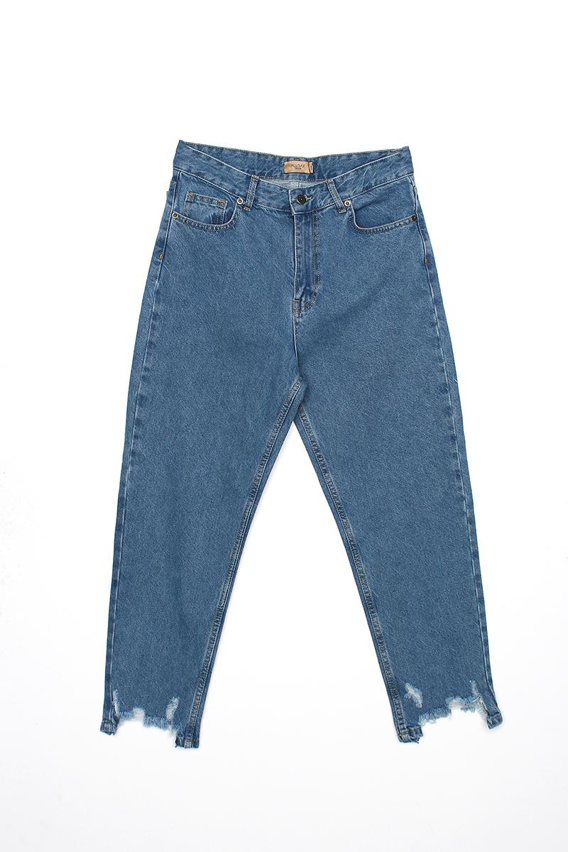 Mavi-Lazer Kesim Denim Pantolon