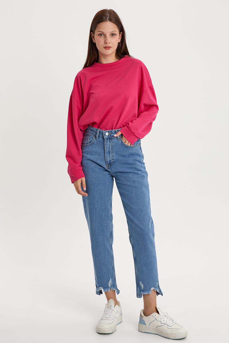 Mavi-Lazer Kesim Denim Pantolon