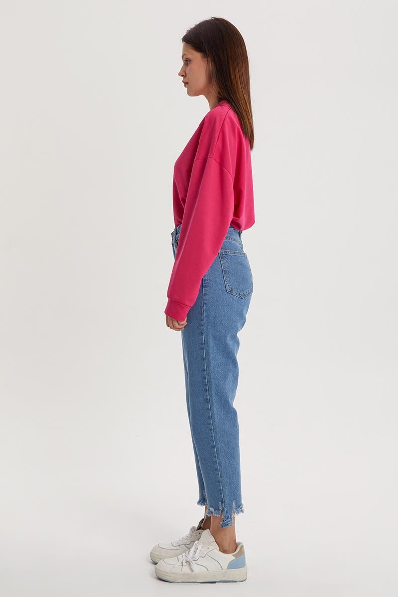 Mavi-Lazer Kesim Denim Pantolon