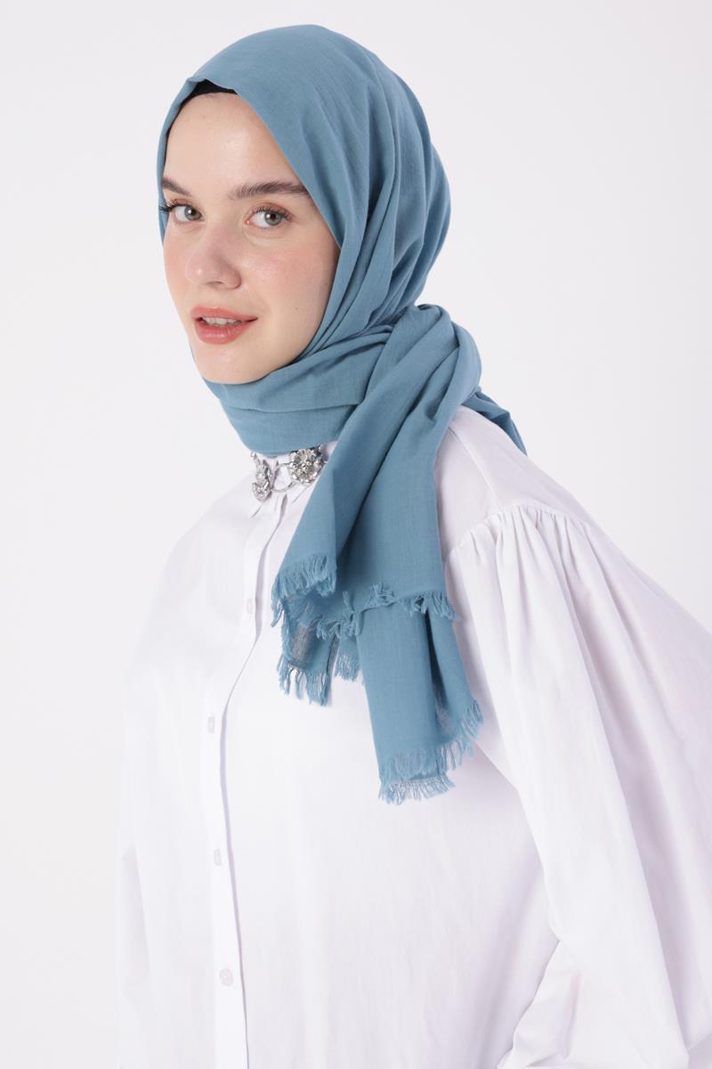 Mavi-Naturel Pamuk Şal
