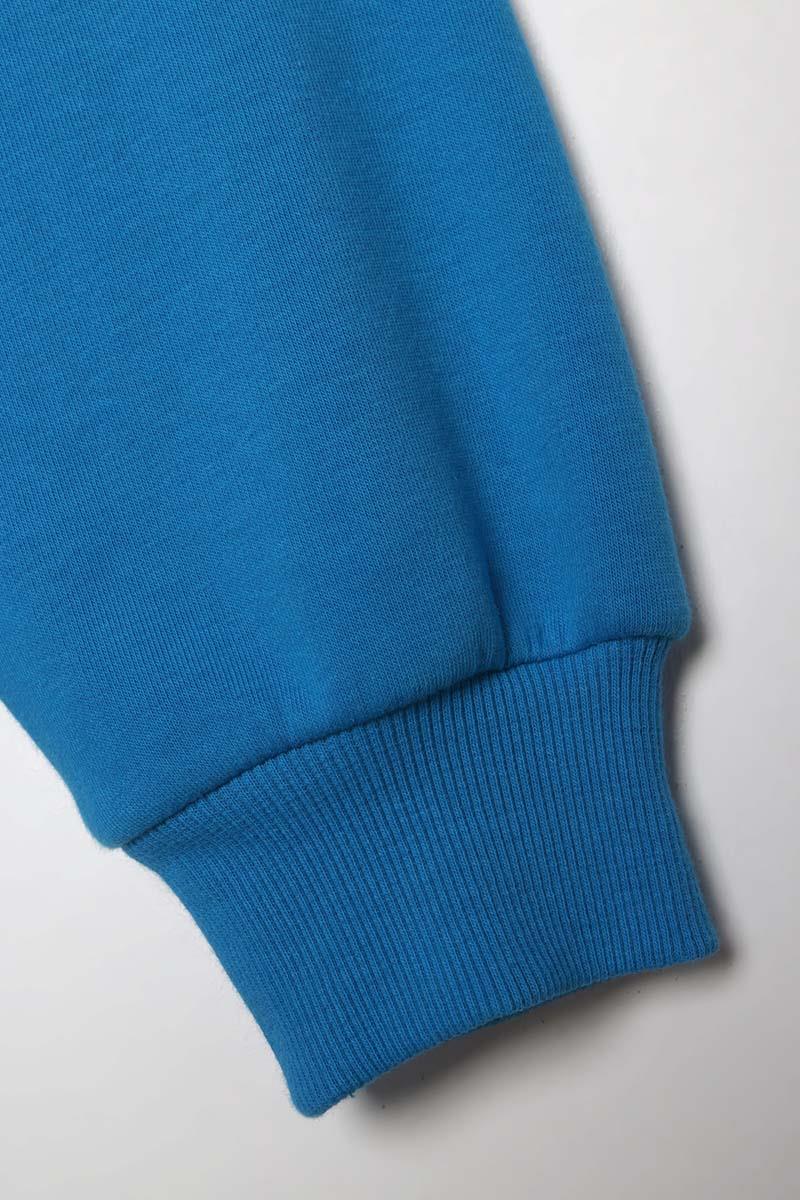 Mavi-Oversize Şardonlu Şerit Detaylı Sweatshirt