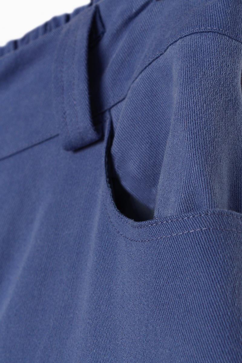 Blue-Cotton Wide Leg Fold Trousers