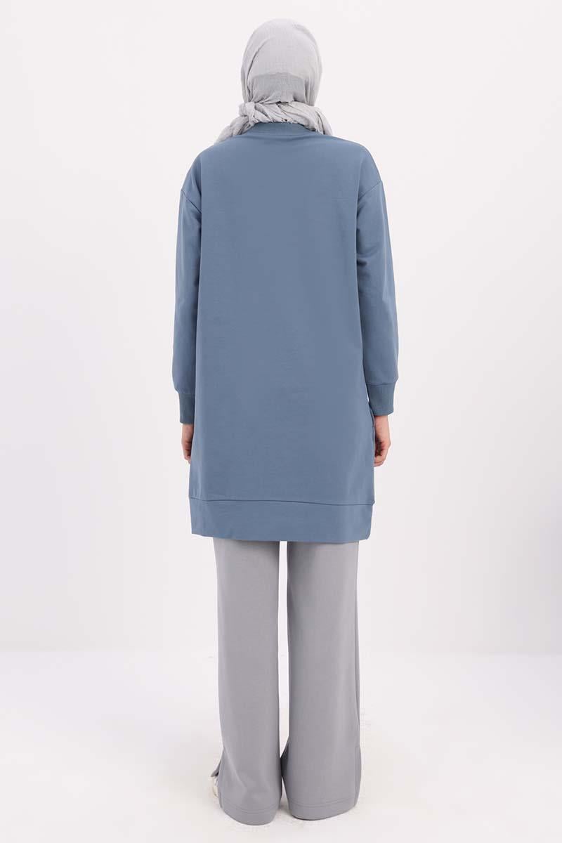 سترة سويت بسحاب أزرق أصلي