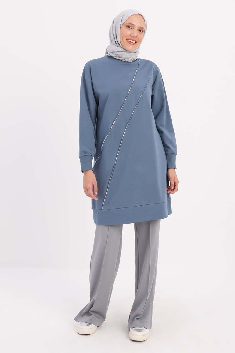 سترة سويت بسحاب أزرق أصلي