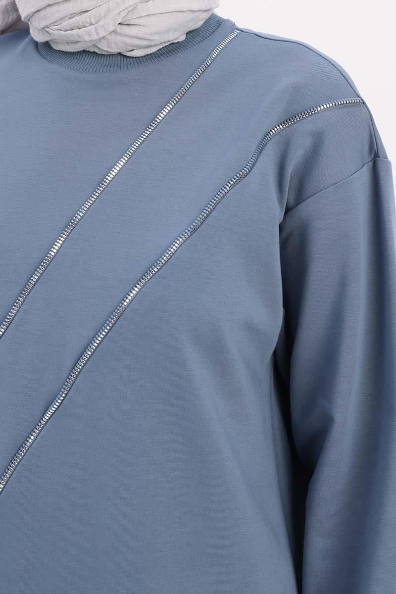 سترة سويت بسحاب أزرق أصلي