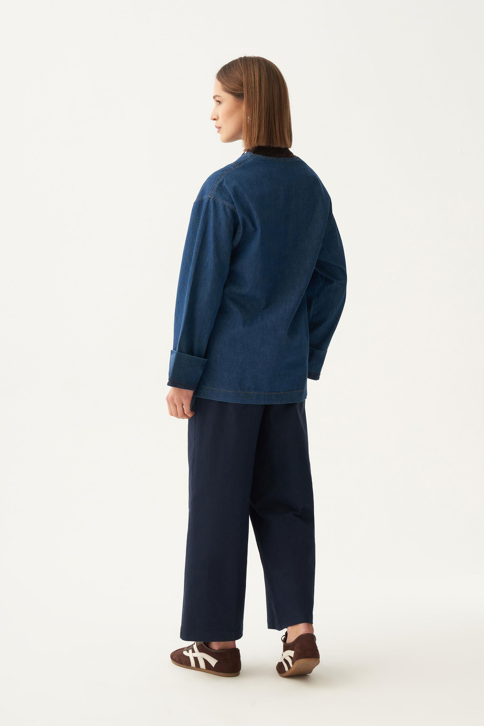 Mavi-V Yaka Denim Gömlek Tunik