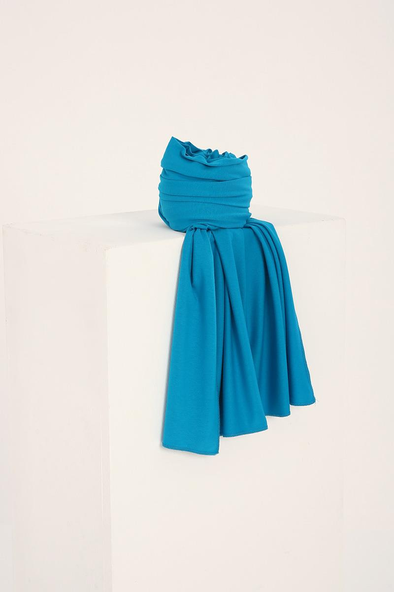 Gekämmter Schal aus blauer Viskose