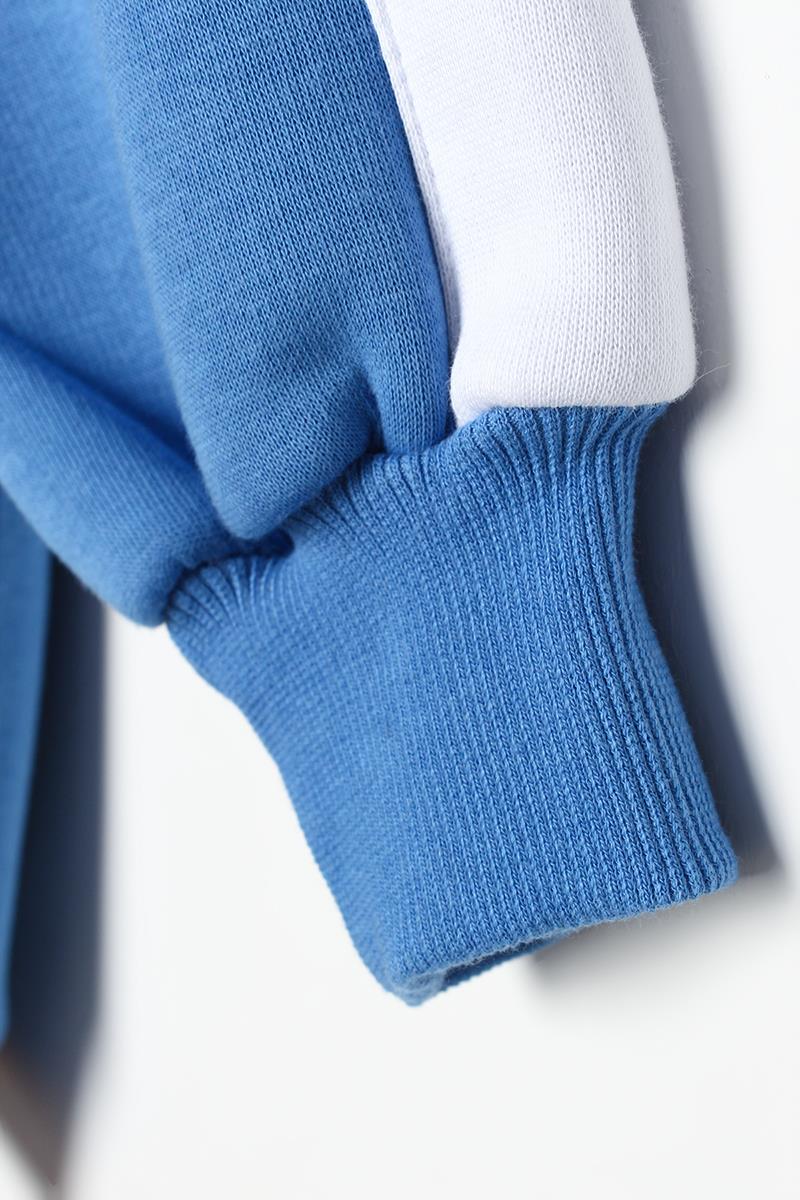 Mavi01-Kontrast Garnili Nakışlı Şardonlu Sweatshirt
