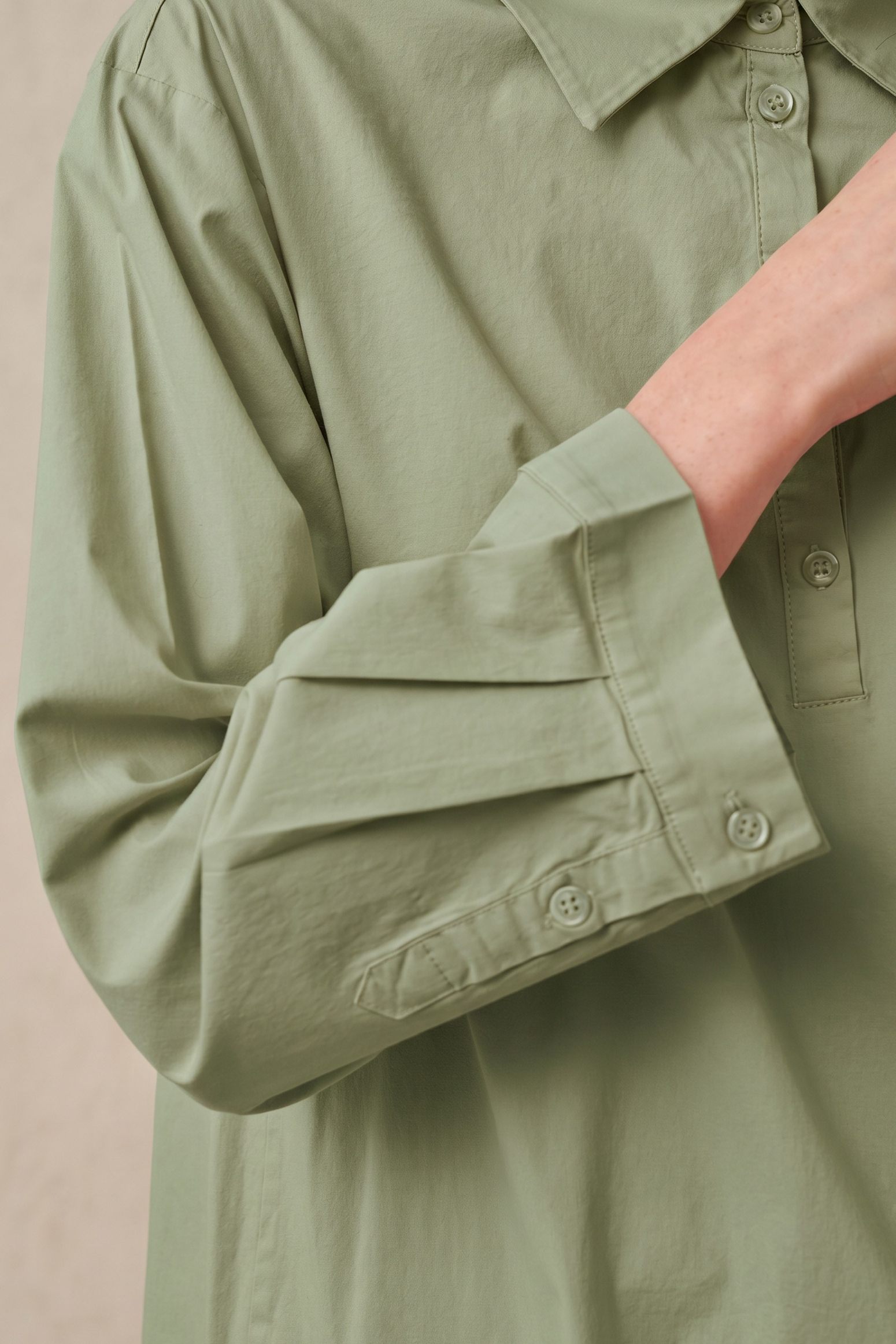 Mint-Düğme Detaylı Poplin Tunik