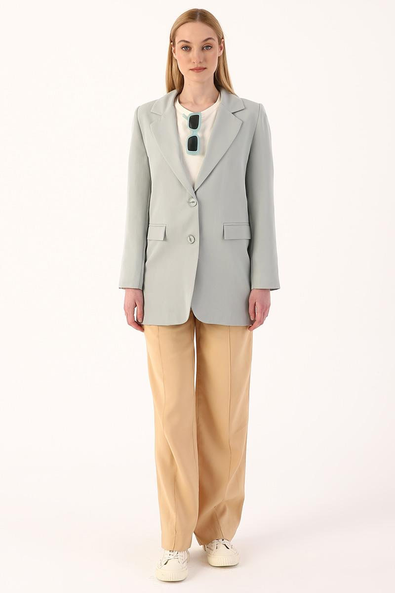 Mint-Düğmeli Blazer Ceket