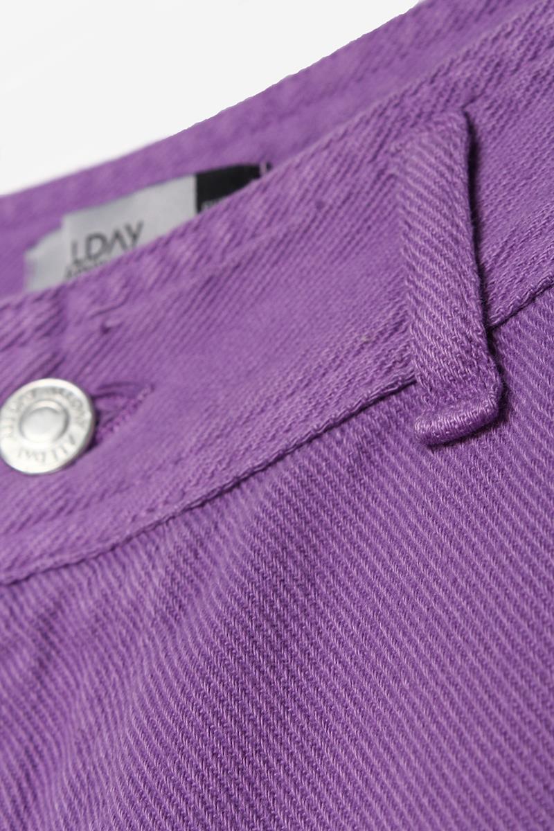Purple-100% Cotton High Waist Wide Leg Trousers