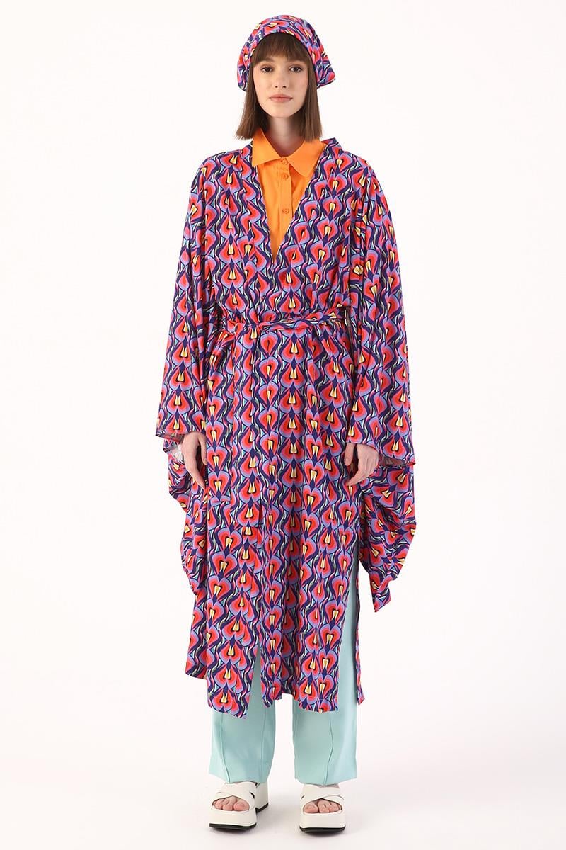 Lila-Rosa-Langarm-Kimono