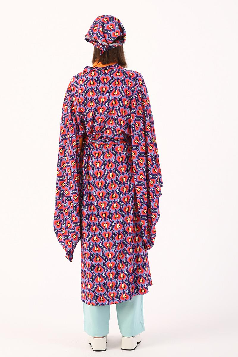 Lila-Rosa-Langarm-Kimono