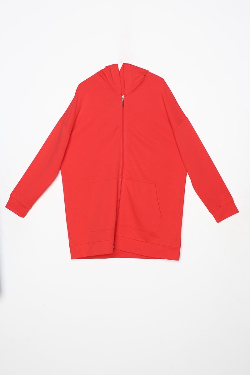 Pomegranate Flower-Zipper Sweat Cardigan